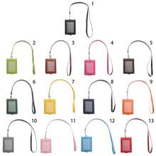 Porta credenciales multifuncional de cuero PU, porta tarjetas de trabajo con cordón, tarjeta de crédito bancaria - Marrón - Ver 3