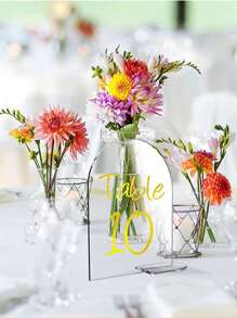 20pcs/10pcs/5pcs Acrylic Transparent Semicircular Seat Sign, Wedding Acrylic Blank Sign With Stand, DIY Acrylic Round Table Number For Wedding Sign Decoration, Table Centerpiece Decoration, Seat Sign, Table Number Sign, Name Card Sign - Multicolor - View 5