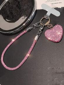优质闪亮挂绳，时尚心形和蝴蝶结设计，适合女性，多功能手机腕带，适合送给母亲、家人、朋友、生日、节日的手机挂饰、手机链 - 彩色 - 查看 11