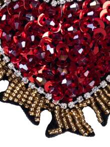 3件/套 红色心形手工串珠贴片，DIY服装配饰，刺绣贴花图案，适用于服装、包包、鞋子、帽子、节日派对装饰、夏季、学校等场合。 - 彩色 - 查看 4