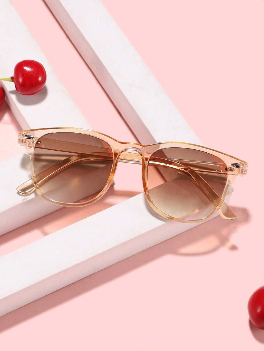 1 件青少年 14-16 岁亚克力基本款休闲方形镜框时尚眼镜，适合节日出游、服装搭配和节日礼物