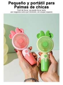 Handheld Fan Cartoon Cute Animal Desktop Outdoor Multifunctional Mobile Phone Holder Fan USB Charging Wind Power Summer Silent Electric Fan Student Dormitory Desktop Office Small Portable Mini Handheld Small Fan - Green - View 4