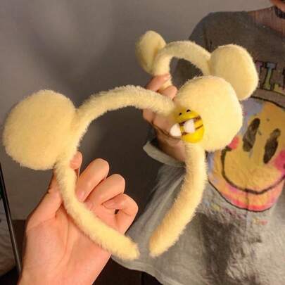 1pc-3pcs Cute Bear Ear Plush Headband, Sweet Internet Celebrity Headband, Little Bee Face Washing Headband, Fashionable Women's Headband,Hair Accessories,Hairband, Hair Hoop Headbands