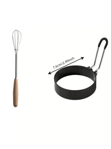 1/2pcs Stainless Steel Egg Rings, Non-Stick Fried Egg Mold Cooking Tools, Circular Egg Frying, Omelette, Burger Patty Mold