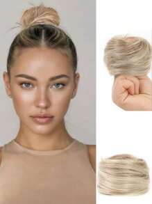 Tóc giả tổng hợp 3 inch búi với dây chun đàn hồi quấn quanh phần sau tóc để kéo dài vòng tóc giả và tạo kiểu cho tóc đen và vàng của phụ nữ, dây buộc tóc đuôi ngựa, dây thun buộc tóc, dây chun buộc tóc, dây buộc tóc - Nhiều màu - Xem 17