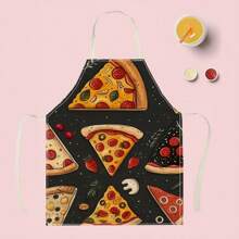 1pc Chef Pizza Pattern Linen Apron, Creative And Fun Stylish Printing House Cleaning Apron, Waterproof Oil Easy To Clean Kitchen Cooking Grill, Creative Home Apron, Work Uniform - Multicolor - View 6