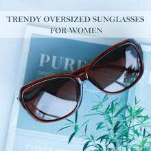 HYCHIC Oversized Polarised Womens, Classic Design Ladies With Protection Sun Glasses For Women - A01-Gọng màu nâu-Tròng kính phân cực màu nâu - Xem 3