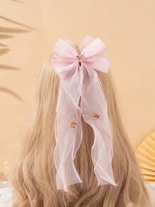 1 pezzo Accessorio elegante e carino per bambini con ricamo floreale, fiocco e nastro