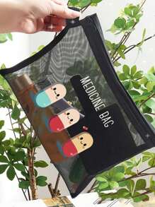 网眼尼龙药丸主题化妆包，可爱药丸图案设计，“药丸袋”，萌趣药丸包，送给医护人员的最佳礼物，送给女性的礼物，便携式多功能化妆包，女士旅行洗漱包，送给返乡医生和护士的礼物，化妆包，护肤包，洗漱包，旅行必备，宿舍必备，家居收纳袋 - 彩色 - 查看 8