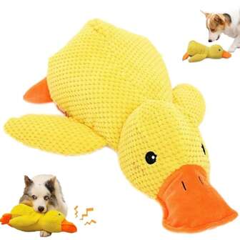 1pc New Pet Dog Toy, Dual-Tone Goose & Yellow Duck Plush Chew Toy With Sound