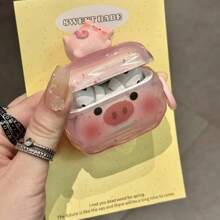可爱小猪脸保护套，兼容苹果4/2/3、Pro2耳机，柔软硅胶材质，适合作为礼物送给她 - 可愛豬臉+粉紅色扣 - 查看 4