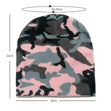 1pc Women's Streetwear Camouflage Color Knitted Beanie Hat, Casual Style - Army Green - View 10
