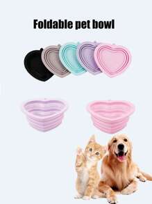 1/2pcs Cat/Dog Lover Gift And Dog/Cat Mom Love Pet Silicone Bowl, Cat/Dog Lover Gift And Dog/Cat Mom Love Pet Food Bowl For Cat Lover And Cat Mom Loves & Dog Lover And Dog Mom Loves, Foldable Portable Silicone Material