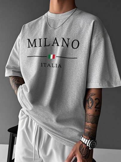 Men's Casual Simple Letter Print Short Sleeve T-Shirt