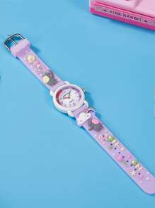 1 pieza Reloj de cuarzo de silicona con diseño de macaron de colores lindo y de dibujos animados, apto como regalo de cumpleaños