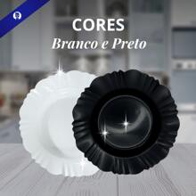 Kit 20 Prato Fundo com Borda Branco Preto Refeição Churrasco Festa Pratos Plastico