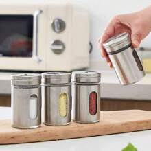 Units Or Kits Salt Shaker Pepper Shaker Condiment And Seasoning Holder Multipurpose Toothpick Holder Glass Stainless Steel - 02 chiếc - Xem 2