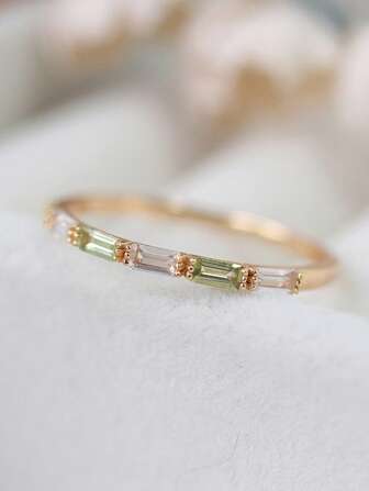 1pc S925 Sterling Silver Colored Cubic Zirconia Ring, Elegant & Quality Jewelry For Women