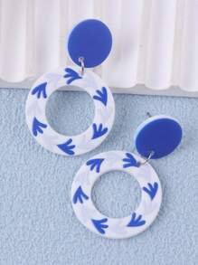 1 对中国风青花瓷流苏几何优雅女士耳环 - 彩色 - 查看 13