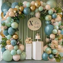 Confetti Dusty Blue Sage Green Metallic Gold Aluminum Foil Glitter And Paper Confetti Thickening Latex Balloon Garland Arch Kit For Boho Babyshower Woodland Jungle Safari Birthday Wedding Engagement First Communion Party Decorations - As Shown In the Picture (mixed Color) - View 7