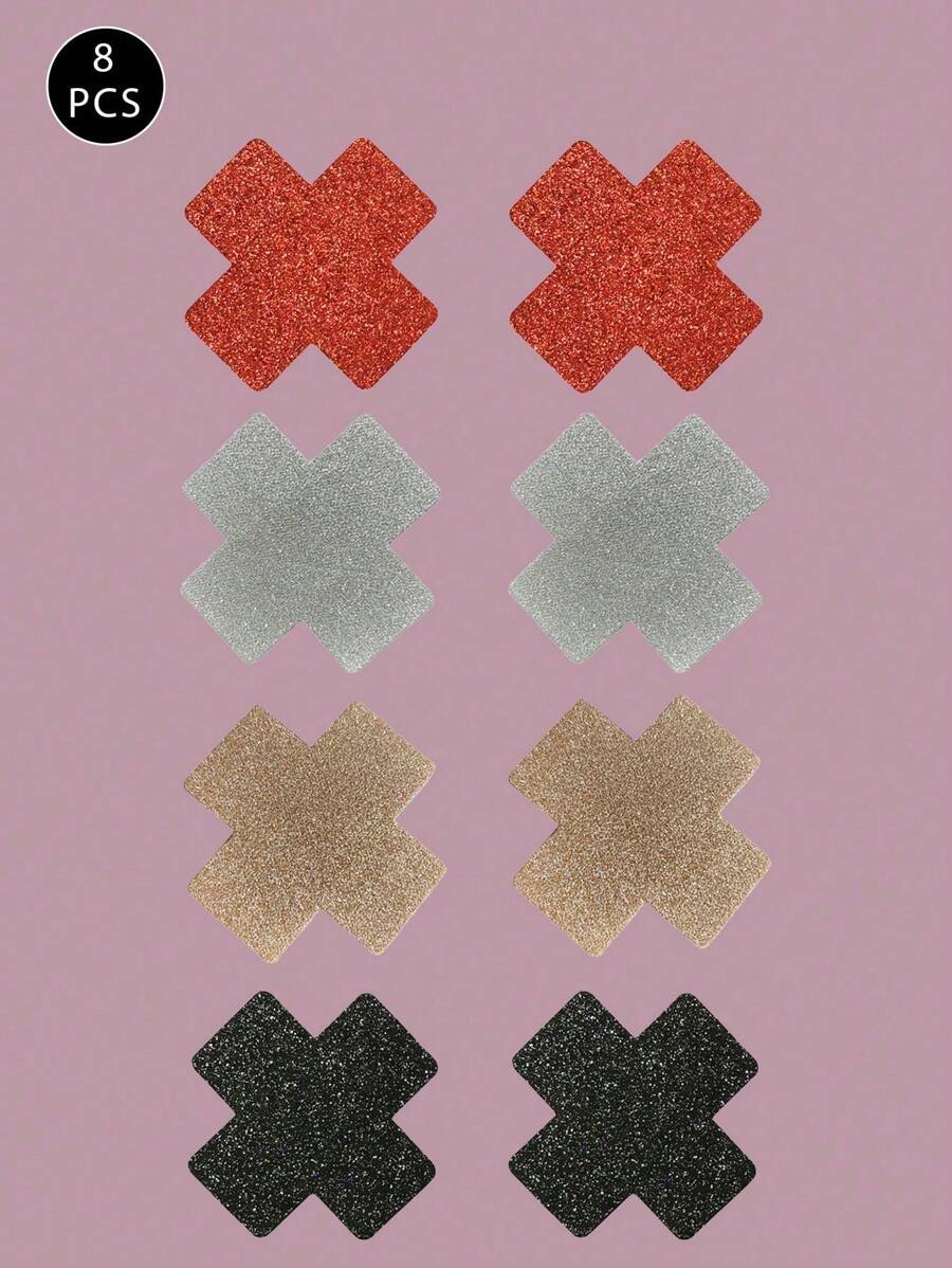 8pcs Glitter Nipple Covers Disposable Sexy Breast Pasties Cover Up Petals Suitable For Daily Wear And Parties