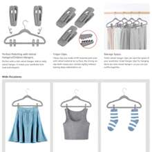 10pcs Gray/Black Velvet Hangers Clips Pack Of 10, Pants Hangers Velvet Clips, Large Opening Clip Strong Finger Flocked Clips Perfect For Use With Slim-Line Clothes Velvet Hangers