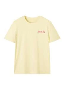 这款色彩缤纷的花卉字母印花圆领T恤，时尚百搭，是夏季的理想之选。这款印花T恤有白色和粉色两种颜色，适合度假穿着。休闲百搭。 - 黃色 - 查看 5