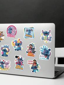 Disney 50 Piezas de Pegatinas oficialmente autorizadas de Disney del personaje Stitch para manualidades, álbumes de recortes, laptops, botellas de agua, computadoras, guitarras, impermeables y decorativas