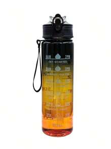 1 Pc Ombre Color Transparent Water Bottle With Straw Portable Sports Cup