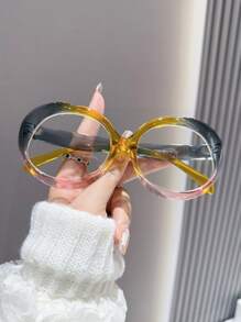 LiMiaoMiao 1pc Women Oval Clear Glasses, Y2K Color Matching Party & Travel Accessories