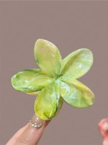 3 pièces Pinces à cheveux fleurs grandes 8 cm/3,15 pouces dégradé rose et vert pour femmes, en plastique léger, mode, élégantes, simples, couleur unie, convenant pour le quotidien, les sorties, les fêtes, les vacances, le chignon, la queue de cheval, le lavage du visage, le maquillage, accessoires vestimentaires, Saint-Valentin