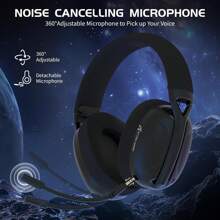 Wireless Gaming Headset Ultralight Over Ear With 2.4Ghz USB C&A Dongle/Bluetooth 5.3/3.5mm Wired Detachable Mic Stereo Sound 600mAh Battery For PC Switch Win Gamer