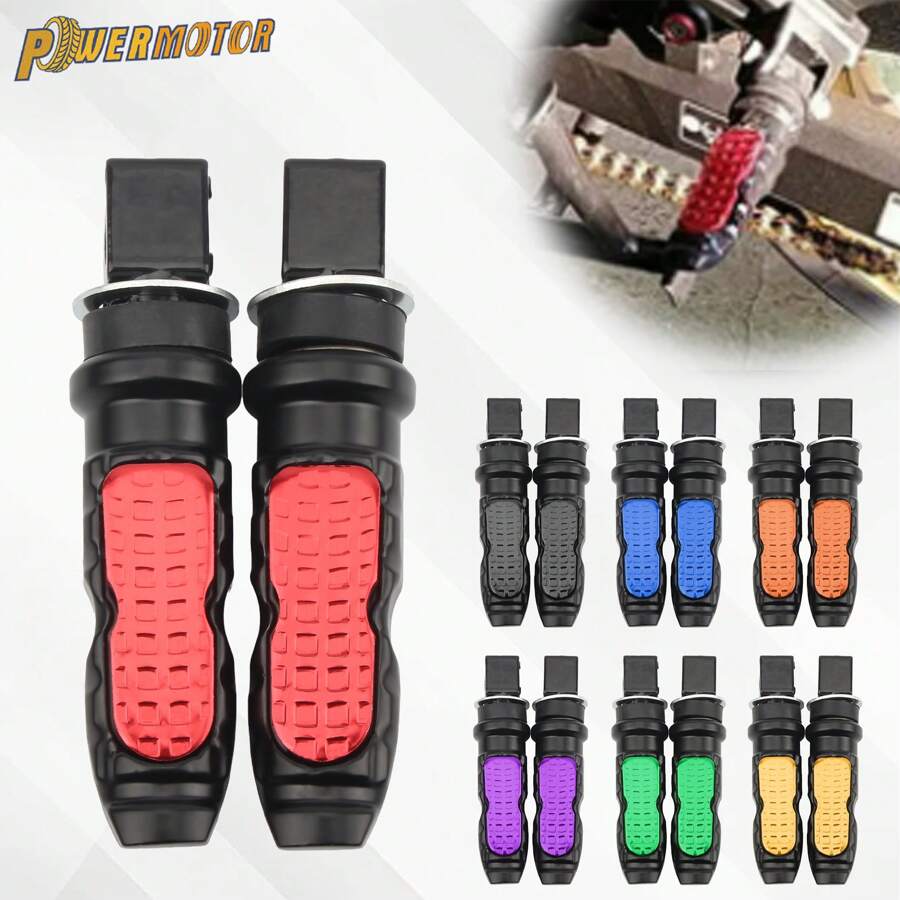 PowerMotor 2件装摩托车脚踏板摩托车折叠脚踏板铝合金踏板通用改装后脚踏板套装