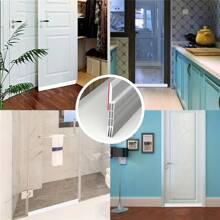 1pc Door Draft Stopper, White, Black And Dark Brown Color, Plastic Material, Suitable For Home, Commercial Use And Automotive, Self-Adhesive Rubber Door Seal Strip - Anti-Theft, Soundproof, Windproof, Anti-Collision, Anti-Dust, Applicable For Bedroom And Entrance Doorway