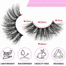 10 pares de pestañas postizas naturales de visón esponjosas 5D Curl de 16 mm con efecto de ojos de gato, extensiones de pestañas voluminosas - perfectas para uso diario, pestañas postizas, pestañas, pestañas postizas - Pestañas Fluffy - Ver 6