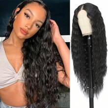 Tóc giả xoăn 30 inch cho phụ nữ, tóc giả dài xoăn bằng ren phía trước, tóc giả uốn sóng sâu, tóc giả ren tổng hợp 13x4*1, tóc giả ren phía trước Tpart, tóc giả xoăn tổng hợp để sử dụng hàng ngày. Tóc giả Giáng sinh, tóc giả lễ hội âm nhạc - màu đen - Xem 9