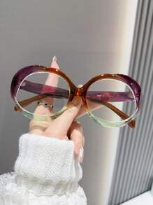 LiMiaoMiao 1pc Women Oval Clear Glasses, Y2K Color Matching Party & Travel Accessories