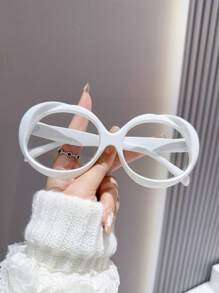 LiMiaoMiao 1pc Women Oval Clear Glasses, Y2K Color Matching Party & Travel Accessories