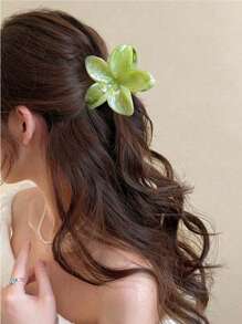 3 pièces Pinces à cheveux fleurs grandes 8 cm/3,15 pouces dégradé rose et vert pour femmes, en plastique léger, mode, élégantes, simples, couleur unie, convenant pour le quotidien, les sorties, les fêtes, les vacances, le chignon, la queue de cheval, le lavage du visage, le maquillage, accessoires vestimentaires, Saint-Valentin