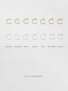 1pc S925 Sterling Silver Nose Ring/Nose Stud/Gold Nose Ring/Silver Nose Ring/Nose Hoop/Ear Cartilage Hoop/Ear Cuff/Tragus Hoop/Small Earring (Do Not Bend) - Moon Nose Ring - View 4