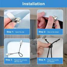 1/2/4 件可调节床单固定带，多功能弹性床单夹，带扣金属夹，适用于床垫、沙发 - 彩色 - 查看 11