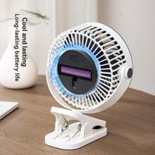 1 件 SHIEIN 台式夹式风扇，多功能，可壁挂，100 档速度设置循环风扇，可调角度，电池续航时间长，气流强劲，适用于办公室、卧室、厨房、户外等 - 彩色 - 查看 4