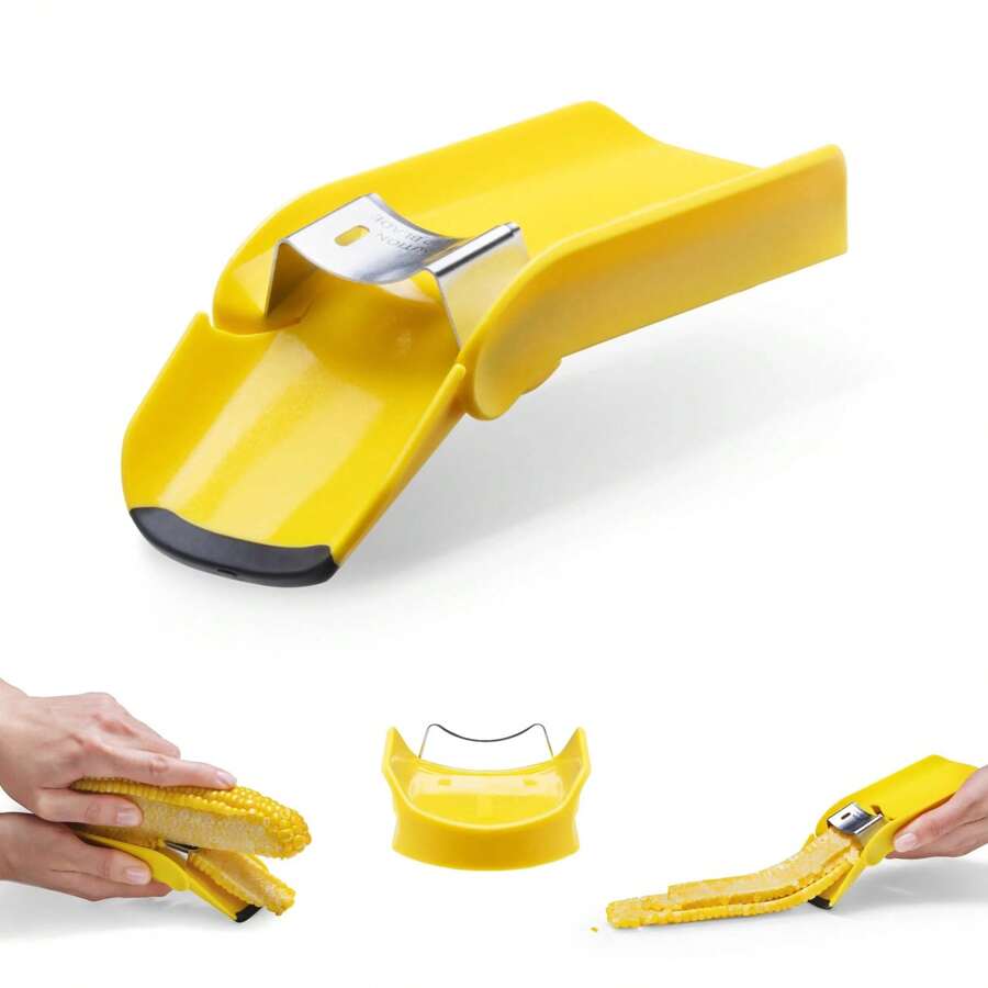 Corn Peeler, Corn Stripper, Corn Cob Stripping Tool Corn Cutter & Remover - Yellow - View 1