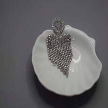 1 Piece Tassel Artificial Rhinestone Pendant Earrings, Luxury Rhinestone Chain Tassel Earrings, Stylish And Elegant Long Earrings, Suitable For Women's Daily Wear, Parties, Gifts And Festive Occasions New Coming Jewelry Collection