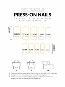 Medium-Length Nail Stickers, Removable 24-Piece Box Manicure, Plant Floral Pattern Nail Stickers, Stripe Nail Stickers, Solid Tie Dye Nail Stickers, Fashionable & Beautiful Nail Stickers, Purple Flower Nail Stickers, Tie Dye Blue Galaxy Nail Stickers Press On Nails