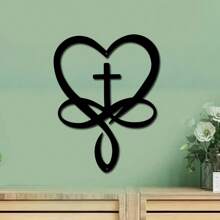 1pc Cross And Heart Shaped Iron Ornament - Suitable For Indoor/Outdoor, Applicable For Living Room, Patio And Balcony, Home Decor, Room Decor, Wall Decor Gifts Birthday Graduation
