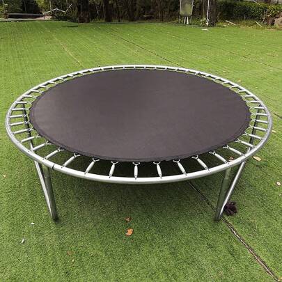 Tapis de rechange pour trampoline, tapis de saut à ressort de  pour trampoline rond, tapis de lit de saut à boucle à crochet en V résistant aux UV et imperméable, noir, 306 cm, 366 cm