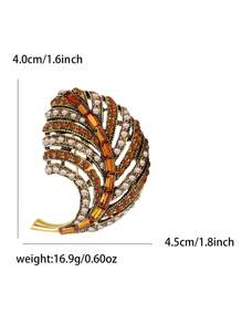 Fashionable Rhinestone Leaf Brooch For Women Plant Brooch Dress Suit Pin Accessories Party Banquet Gift - Leaf - View 6