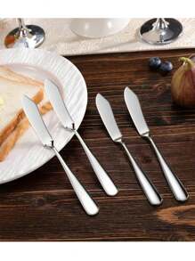 1/2/4pcs Stainless Steel Korean Style Butter Knife, Jam Spreader, Peanut Butter Knives For Toast, Bread, Cream