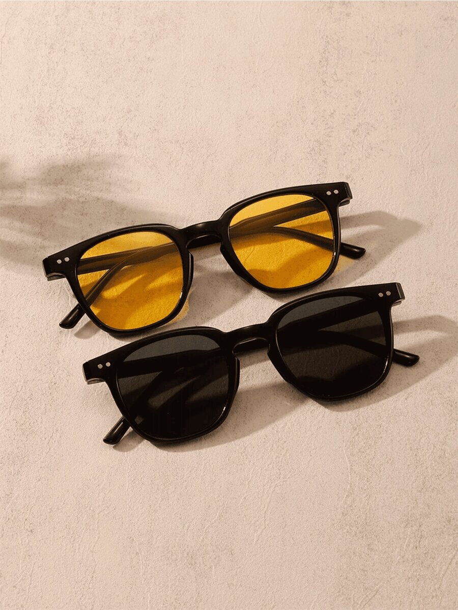 2 Pairs Round Frame Sunglasses Men Travel Accessories Casual Sunglasses Beach Sunglasses Sun Glasses Accessories Eyewear - 彩色 - 查看 1